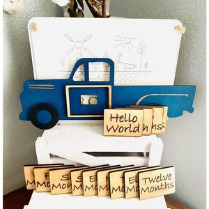 Baby Milestone Handmade Red Truck Themed Interchangeable Milestone Set (DBT)